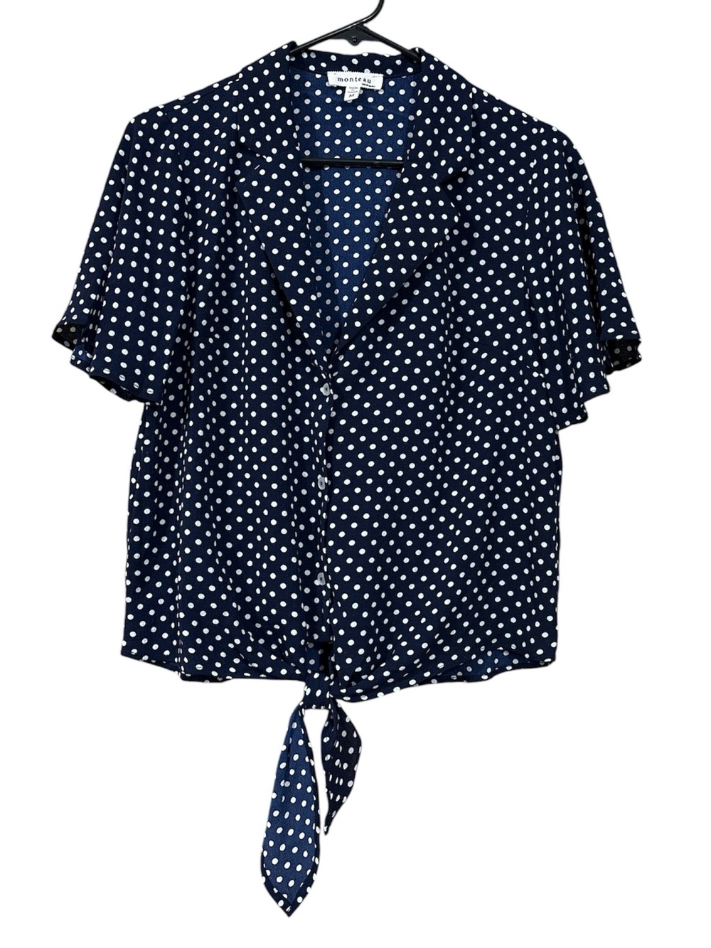 Monteau Navy Polka Dot Blouse